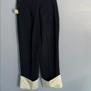 NWT Attitude pants Med Navy blue and white cuffs capris